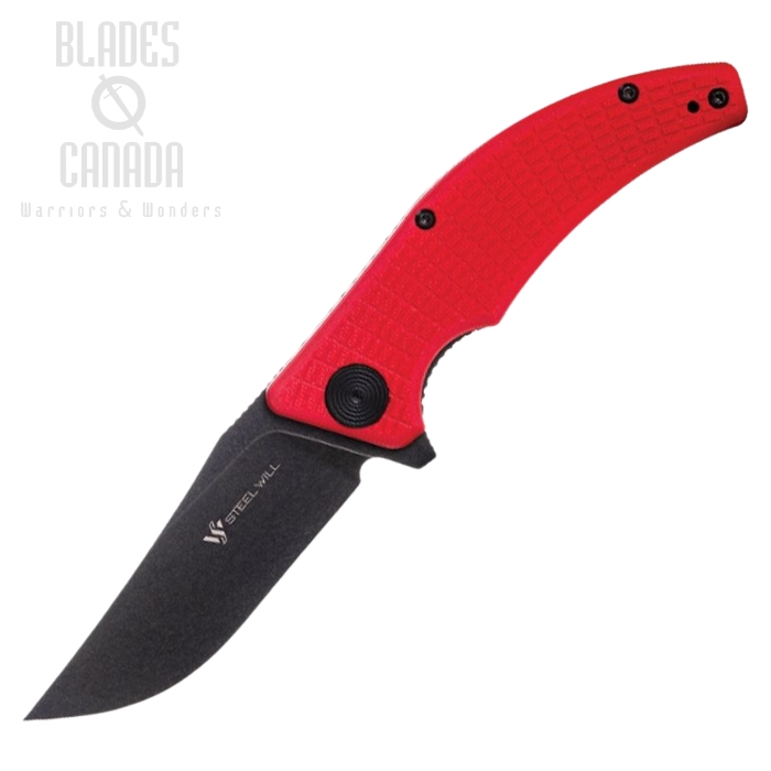 Steel Will Sargas Flipper Folding Knife, D2 Black SW, G10 Red, F60-13
